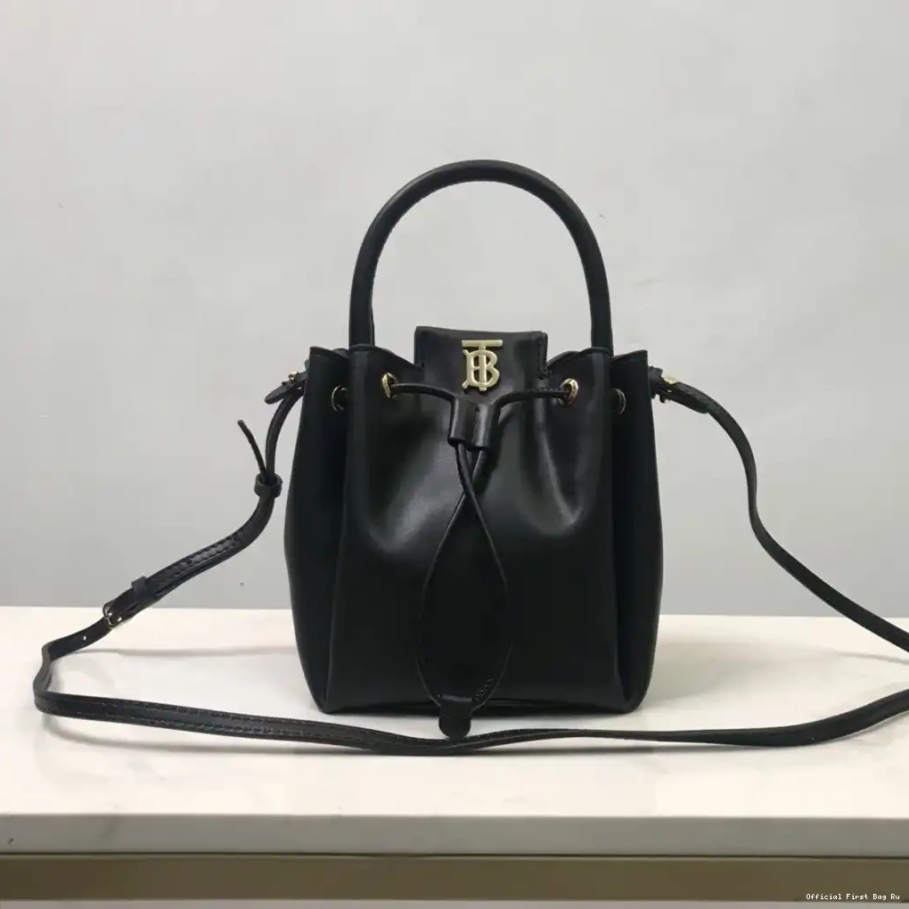 Official FirstBag Ru BURBERRY Motif Leather Bucket BMonogram Bag 0518